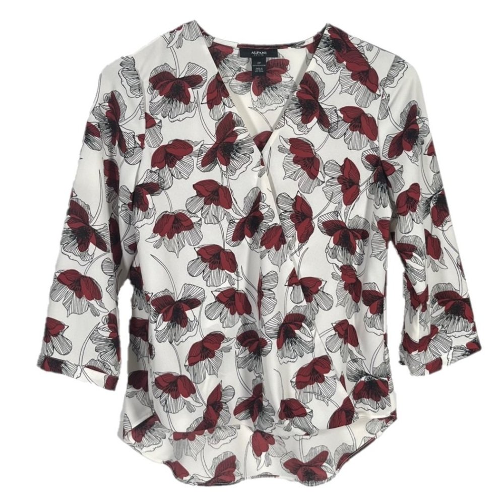 Alfani Floral Wrap Front Blouse with Button Snap Closure Size 2P